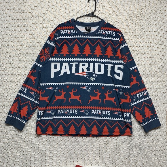 NFL New England Patriots Pyjama Top Size Large Suede Style Festive - Picture 1 of 9